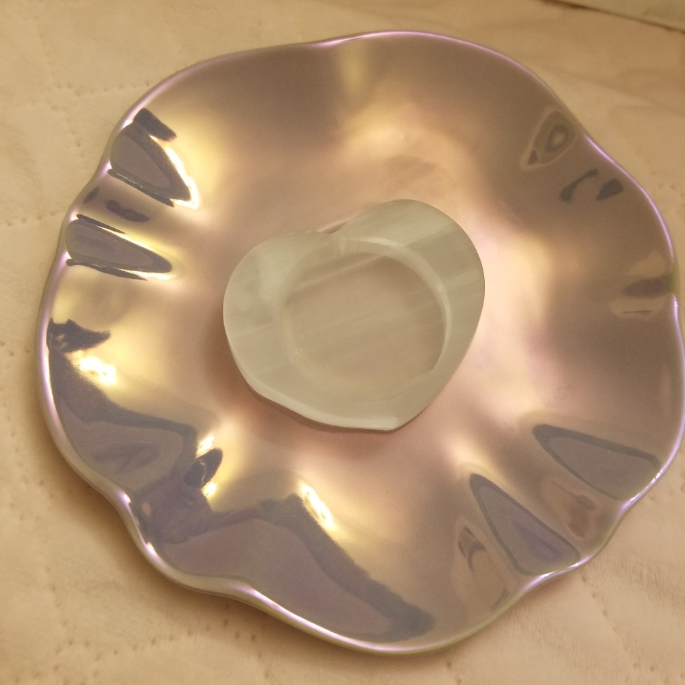 Selenite Heart Love Candle Holder